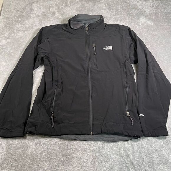 The‎ North Face Jacket Men's Large Black Softshell Full Zip Fleece Lined Apex - Picture 1 of 11